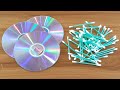 RECYCLING CD DISC & COTTON BUDS CRAFTING 2020 | WASTE CD DISC REUSE IDEA