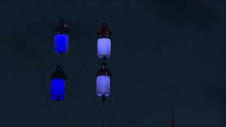 Drummer Curtain - flying drum show - drumming - LED Drummer Showact aerial performance showacts