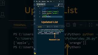 Day 26- append() vs extend() in Python | What's the Difference? #shorts