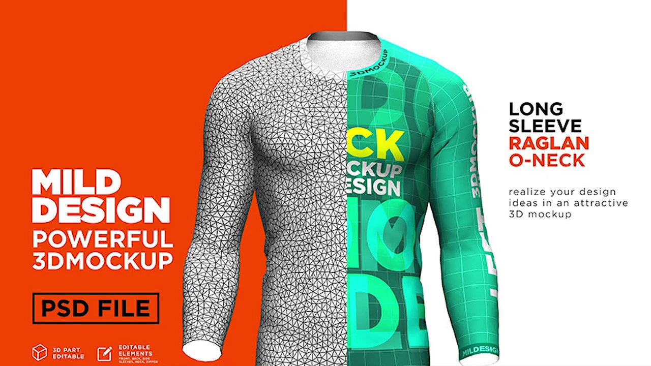 Download Long Sleeve Raglan T Shirt 3d Mockup Tutorials Youtube