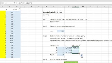 Excel - Kruskal Wallis H test