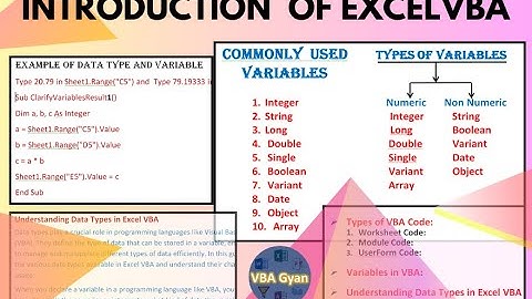 Introduction of Excel VBA || Types of Code , Types of Variables , Data Types