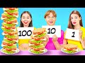 THỬ THÁCH 100 LỚP CỰC VUI || 1000 Lớp Trang Điểm, Đồ Ăn, Hình Xăm Từ 123 GO! CHALLENGE