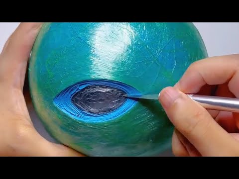 ASMR ✨Earth & Moon Tape Ball Cutting 「4 min」 | Relaxing and Satisfying Video REDテープボールカット