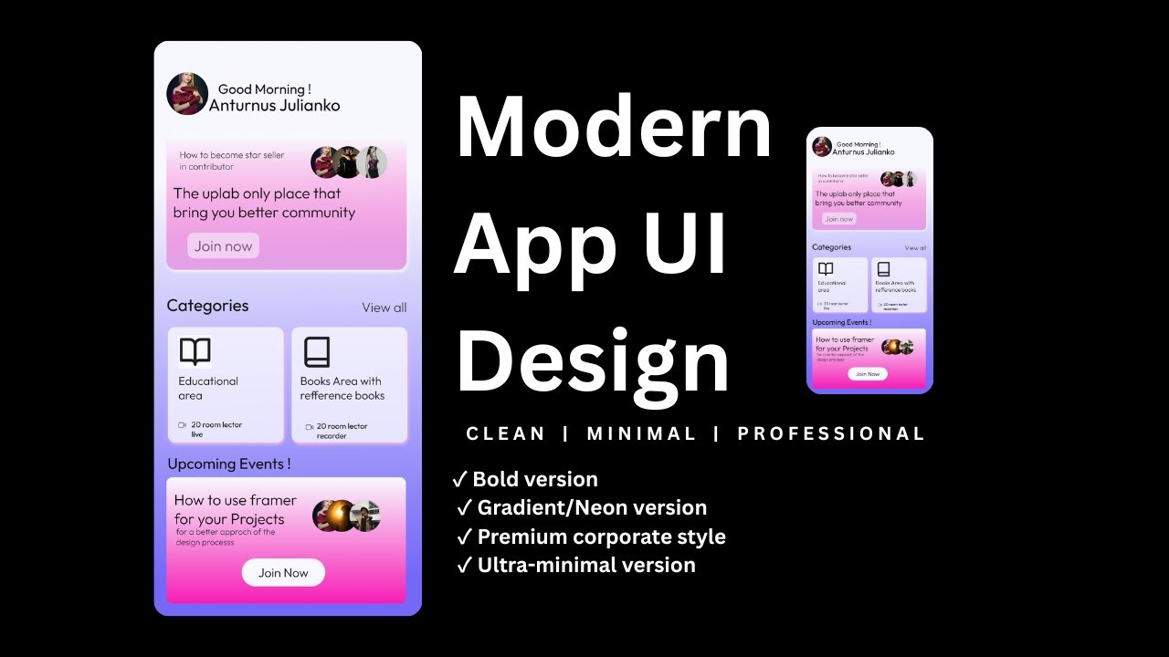 Modern App UI Design in Figma | Clean, Minimal & Professional Mobile UI ...