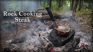 Bushcraft Cooking Rock On a Steak - Spoon Carving , Pine Needle tea