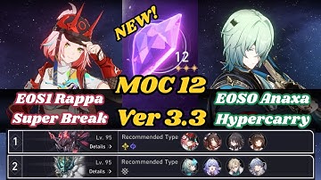 E0S1 Rappa Super Break & E0S0 Anaxa Hypercarry | New MOC 12 | 3 Stars | Honkai Star Rail 3.3