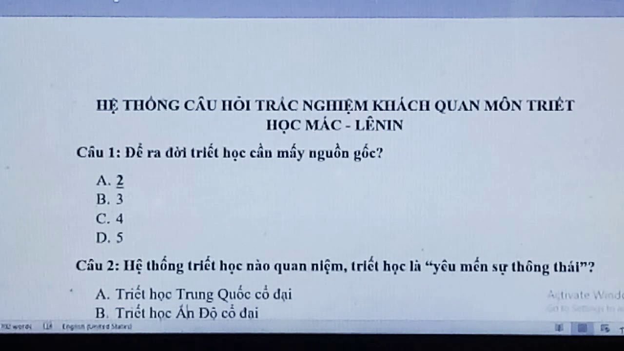 Đề thi triết học mác lênin | Câu hỏi trắc nghiệm môn triết học Mác – Lênin (chương 1 – phần 1)