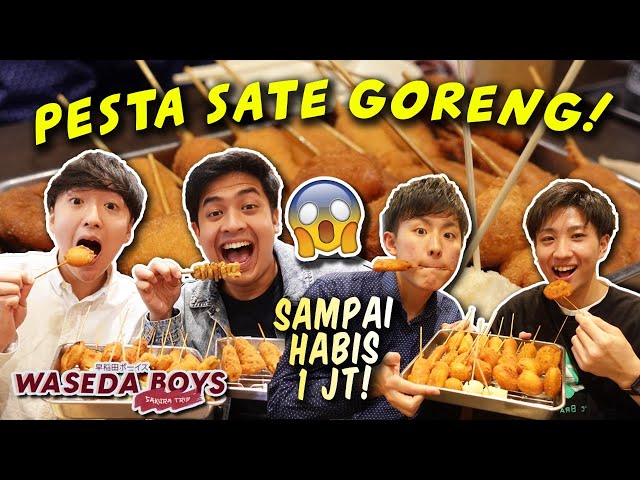 MUKBANG SATE GORENG (KUSHIKATSU) RP 1 JUTA! | Waseda Boys Sakura Trip #3 class=