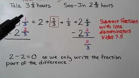 4th Grade Math 7.8, Subtract by Renaming Mixed Numbers as Fractions Greater Than 1