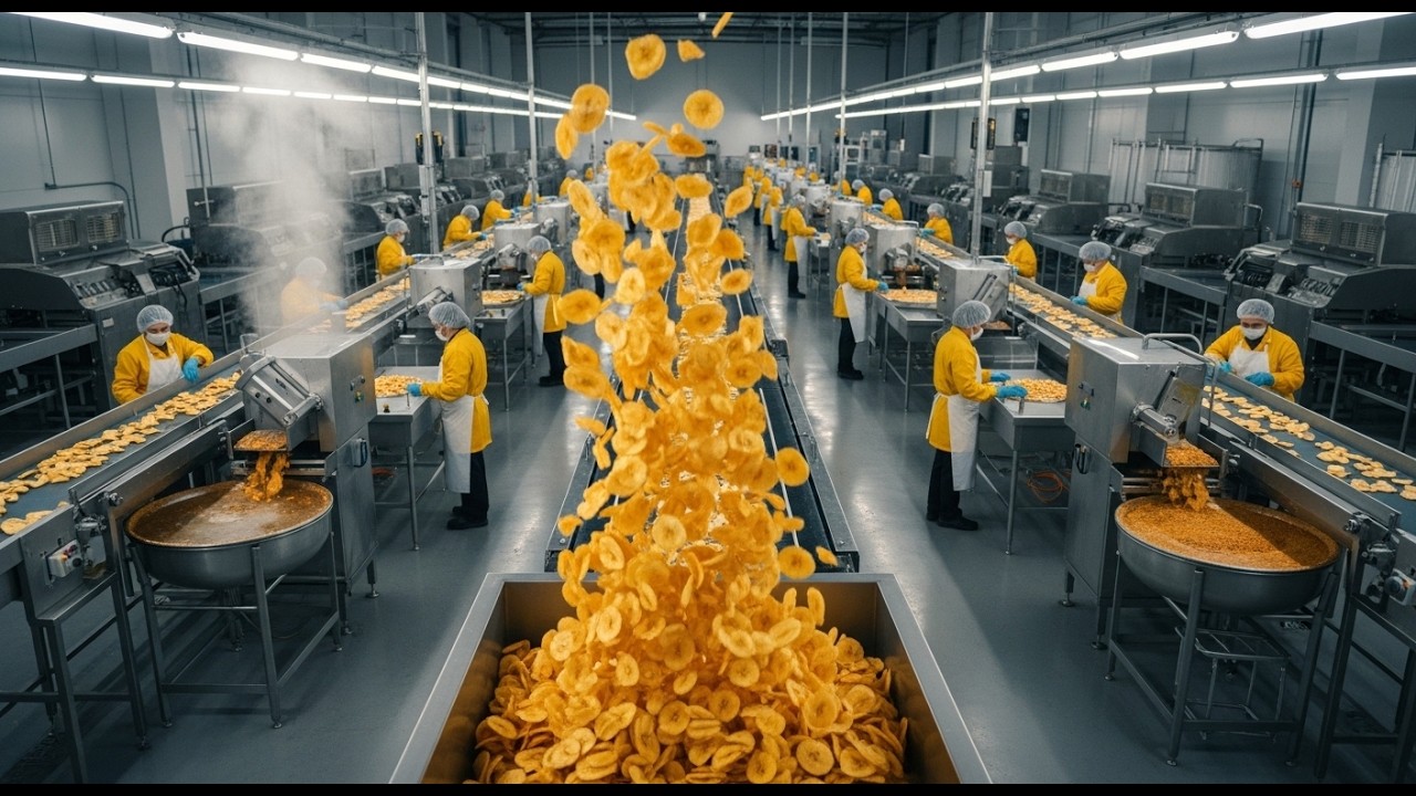Inside a Modern Banana Chips Factory: From Fresh Bananas to Crispy Chips (Full Process)