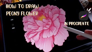 How to draw flower in Procreate | Peony flower in procreate #procreatetutorial #flowerdrawing screenshot 1