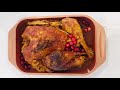 Roasted Turkey Stuffed With Plums And Pomegranate Sauce 