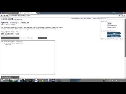 codingbat.- sleep in