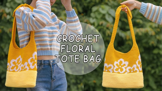 Brown Checkered Pattern Crochet Tote Bag – CHURI