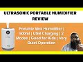 Ultrasonic Portable Humidifier Review | Cool Mist | USB