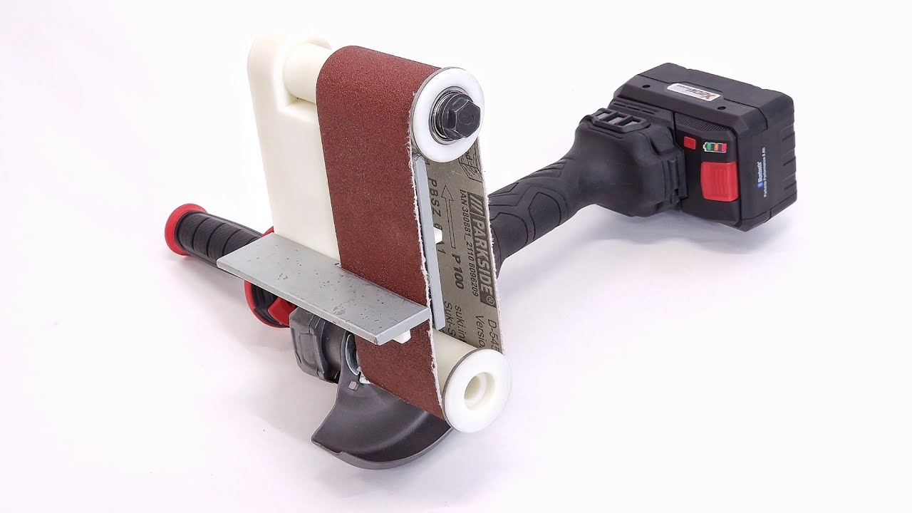3D Printed Belt Sander Attachment for Parkside Angle Grinder PWSAP 20