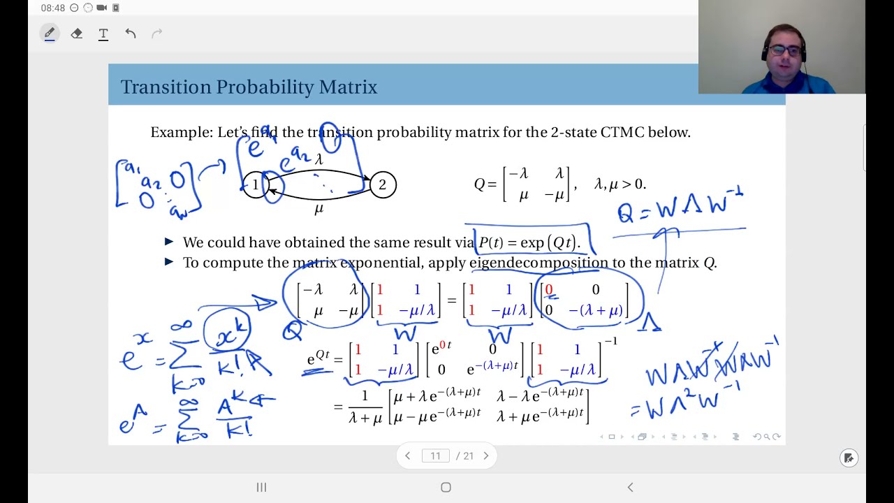 14.05 State Transition Probability Matrix for Continuous Time Markov Chains, continued 2