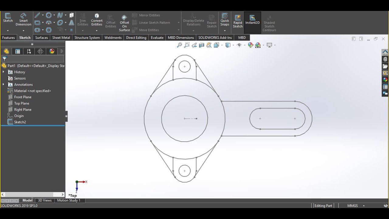 Belajar Solidworks dari Nol - Latihan 2D Modelling Part 5 - YouTube