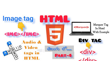 Div , image , Audio and video tags in html in Telugu | part 4