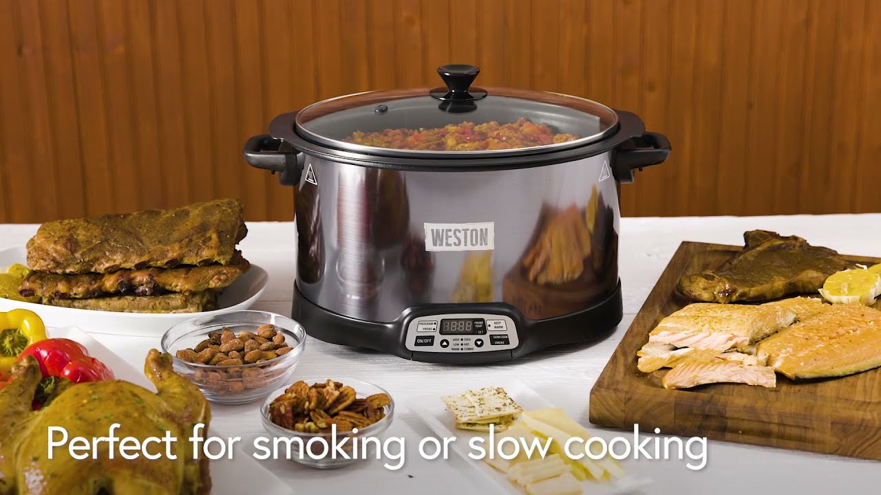 Weston 2-in-1 Indoor Smoker and Slow Cooker - Black and Stainless