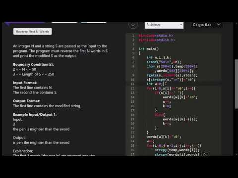 Skillrack Daily Challenge -Reverse First N Words -(Program Id-4842)-03/04/23..#skillrack in c..