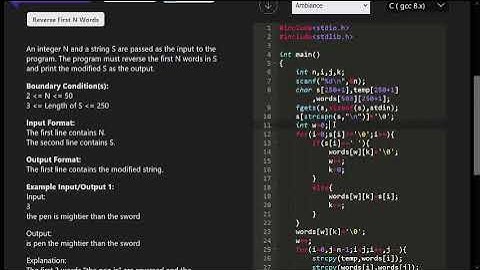 Skillrack Daily Challenge -Reverse First N Words -(Program Id-4842)-03/04/23..#skillrack in c..
