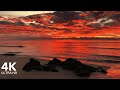 Perfect sunrise at the beach with calming sound of waves  4k ultra