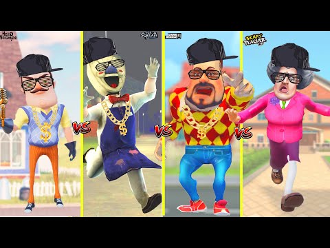 KÖTÜLERİN RAP ŞARKISI KAPIŞMASI 😱 Dark Riddle Hello Neighbor Scary Teacher Ice Scream