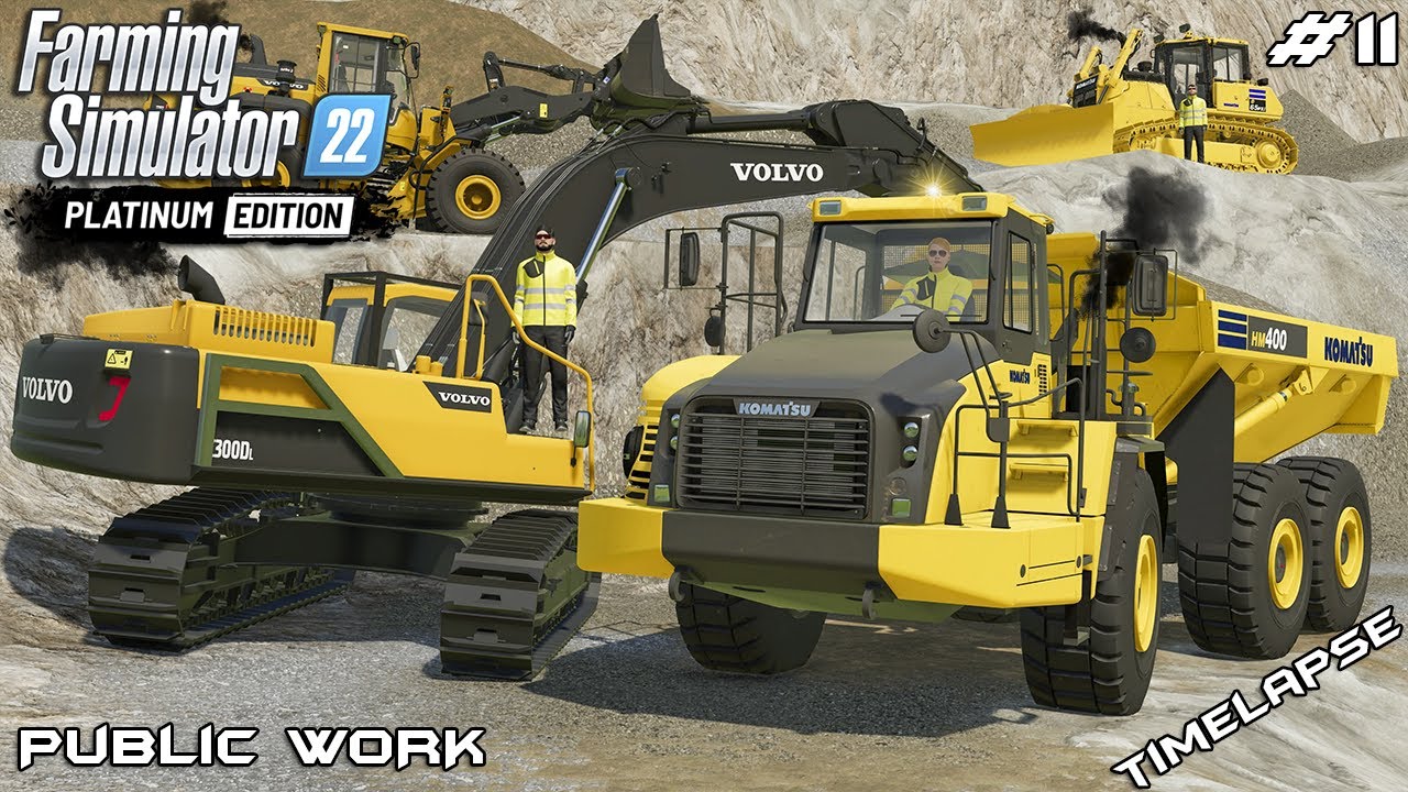 Раскопки рудника RIVERSAND в шахте с VOLVO и KOMATSU | Общественные работы | Farming Simulator 22...