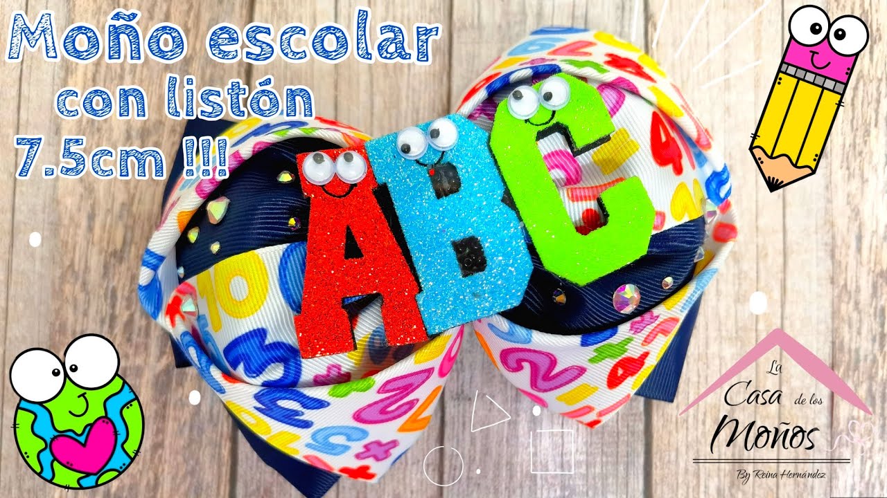 Moño escolar con listón de 7.5cm . - YouTube