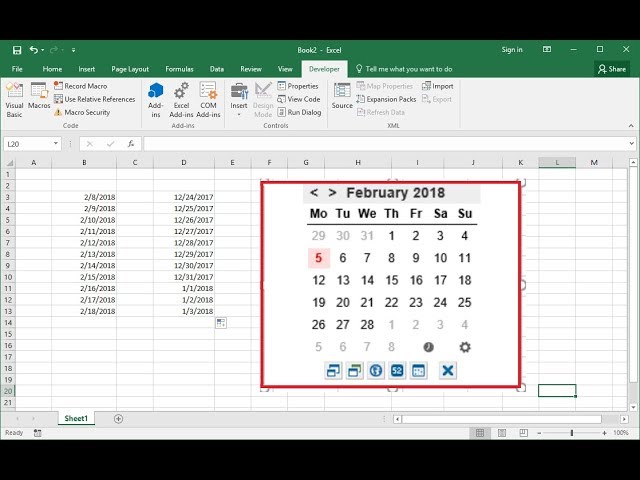 How To Add Date Picker Calendar Drop Down In Ms Excel Easy Youtube