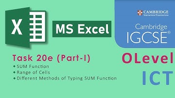 IGCSE O Level ICT MS Excel Task 20e (Part-I)