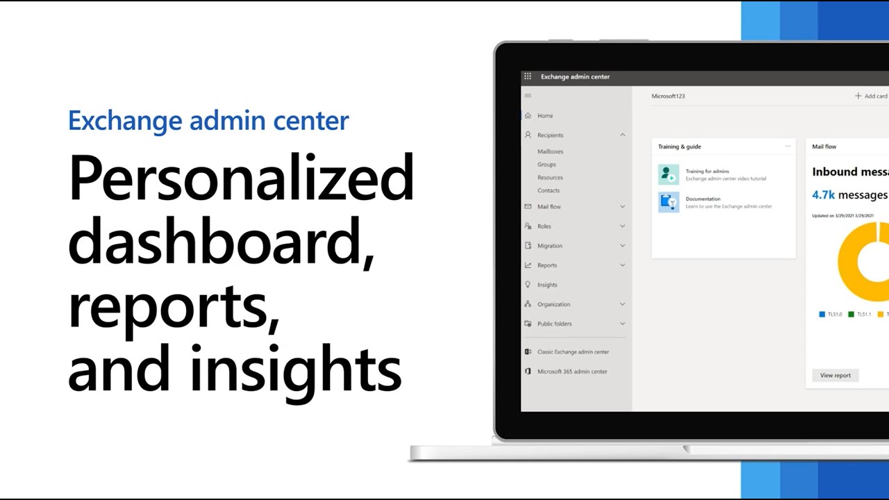 Personalized dashboard, reports and insights in the Exchange Admin Center