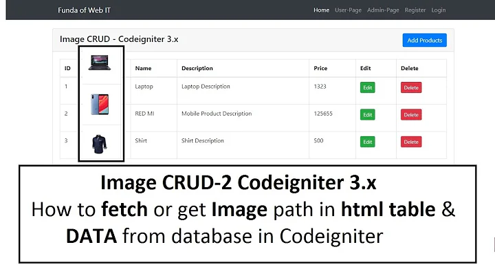 Image CRUD-2 Codeigniter 3.x | How to fetch Image in html table & data from database in codeigniter