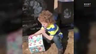 Son finds unexpected surprise at his father's grave