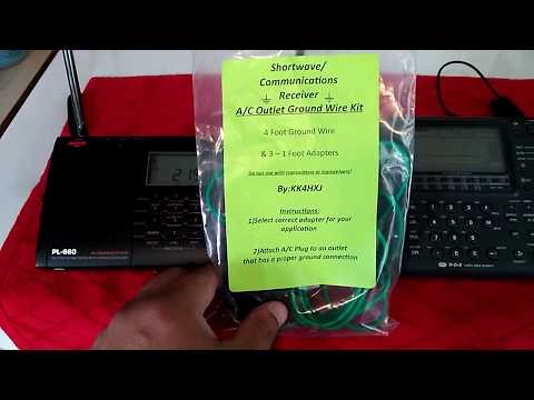 Shortwave indoor AC outlet ground wire kit demonstration using portable radios