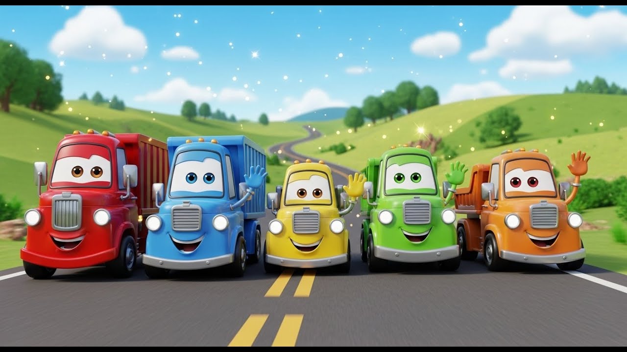 Five Little Trucks on the Road Fun Nursery Rhyme Song