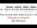 Cheese on accents (2 accents, 1-2-4) | 20-160 bpm 16th note grid sheet music