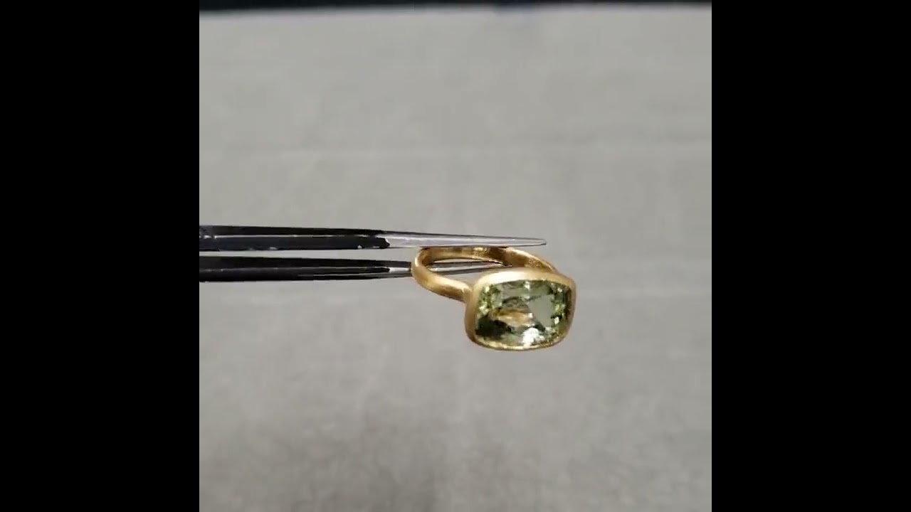18k Gold Statement Green Tourmaline Ring 