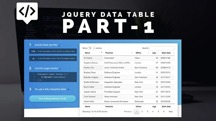 JQuery Data Table Tutorial Part -1 (Client Side Processing) | DataTable Integration to Website