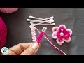 Amazing Woolen Flower Design using Cotton buds | Hand Embroidery Design | Easy Woolen Flower Making