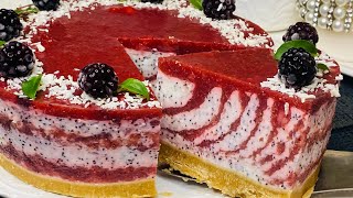 🍓КЛУБНИЧНО-МАКОВЫЙ ЧИЗКЕЙК БЕЗ ВЫПЕЧКИ - невероятно вкусный и сказочно красивый!