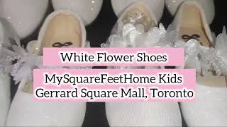 MySquareFeetHome Kids : Shiny Sparkling White Flower Shoes.