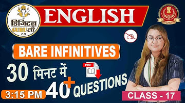 Bare Infinitives | 40 + Questions | English | SSC Digital Guru Ji | 3:15 pm