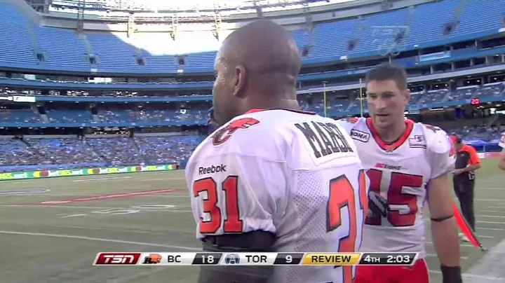 Dante Marsh intercepts Ricky Ray - August 6, 2012
