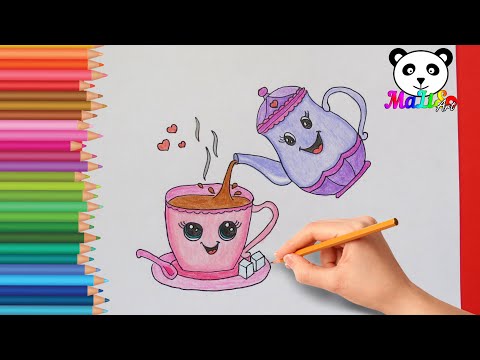 Як намалювати милі чашку і чайник | Как нарисовать чашку | How to Draw Tea Cup and Saucer and Teapot