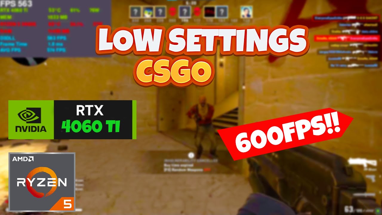 RTX 4060 Ti CSGO Low graphics settings 1080p 2023 september - YouTube