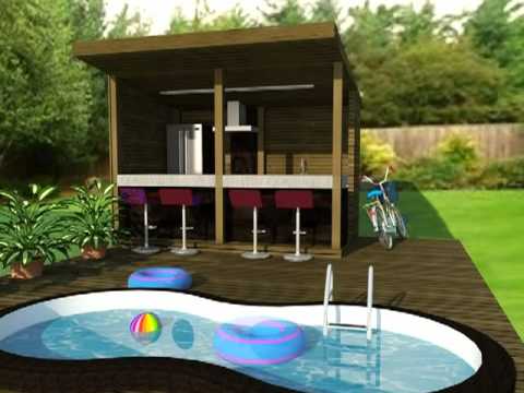 Cuisines d'été en bois maisons futaie youtube Cuisine avec siporex