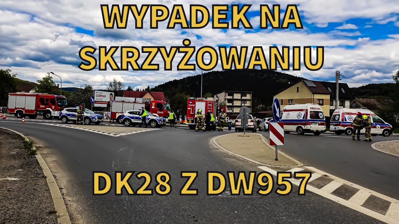[ALARMOWO] OSP Białka, JRG, ZRM oraz policja do wypadku na skrzyżowaniu DK28 z DW957